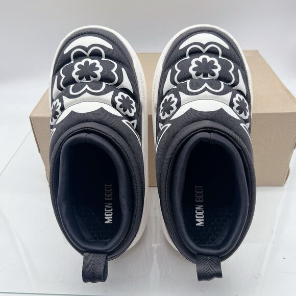 Moon Boot Park Soft Flower Slip On logo-print Boots Sneakers US 7 Black/ White - Picture 10 of 14